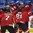 PLYMOUTH, MICHIGAN - APRIL 6: Switzerland's Christine Meier #19 celebrates with her teammates Laura Benz #21, Lara Stalder #7 after scoring the game winning goal in overtime against team Czech Republic to win 3-2 during relegation round action at the 2017 IIHF Ice Hockey Women's World Championship. (Photo by Minas Panagiotakis/HHOF-IIHF Images)

